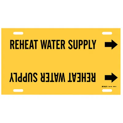 BRADY Reheat Water Supply Strap-On Pipe Marker - Reheat Water Supply Strap-On Pipe Markers