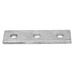 This splice flat plate is used to join two sections of strut channel end-to-end, forming a continuous support rail. Made of steel with a hot dipped galvanized finish, it provides corrosion resistance for industrial piping, conduit, and cable tray systems.