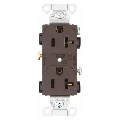 BRYANT Receptacle: Duplex, 5-20, Brown, 125V AC, 20 A, 2 Pole / 3 Wire (MPN CRS20) - General Purpose Receptacles