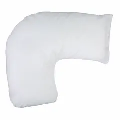 Body pillow filled with 2.2 lb of polyester fiber. Measures 22 inches in length and 17 inches in width. Suitable for use in healthcare facilities or at home for positioning and support during rest.