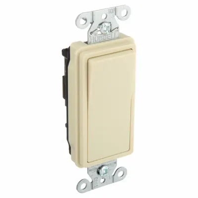 HUBBELL Wall Switch: Rocker Switch, 3-Way, Maintained, Ivory, 120/277V AC - Rocker Wall Switches