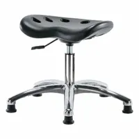 Tractor Stool: Polyurethane, Ht Range 17 in to 22 in, 17 in Seat Wd, 14 in Seat Dp, 5 Glides, Black (MPN PTDHSL-CR-RG-BLK)