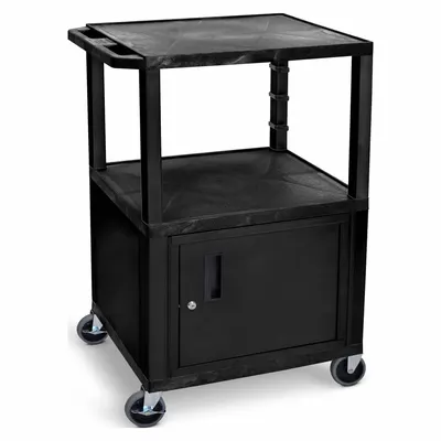 OEM Audio-Visual Cart: 24 in L x 18 in W - AV Carts with Plastic Shelves & Steel Storage Cabinets