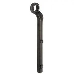 This SAE 12-point box end leverage wrench features a 2-5/8 in head size and 14 in overall length with an offset design. The black oxide finish provides corrosion resistance. It is used for applying high torque to fasteners in industrial maintenance, assembly, and repair, particularly in tight spaces on heavy equipment and machinery.