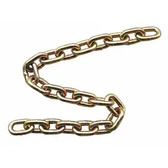 This Grade-70 load-securing chain is made from alloy steel with a straight, welded design. It is used for tie-down and cargo securing in heavy transport, construction, and industrial rigging applications.