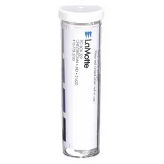Paper test strips for measuring iodine concentration in the range of 12 to 100 ppm. Each pack contains 200 strips, each 3 inches long. Used for quick, on-the-spot iodine level checks in water treatment and sanitation applications.