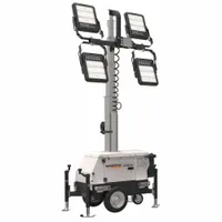 Portable light tower with four LED lamp heads, operating at 120 V and 960 W. Provides illumination for job sites, construction zones, and outdoor work areas where temporary high-brightness lighting is required