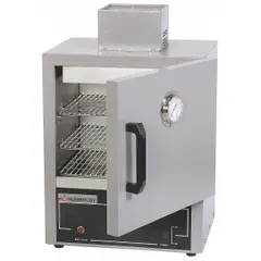 Mechanical forced-air convection oven with 0.6 cu ft capacity, 800 W power, and 115V AC voltage. Programmable control with maximum temperature of 232°C and temperature accuracy tolerance of +/-2%. Suitable for drying, heating, and testing materials requiring consistent forced-air circulation in laboratory settings.