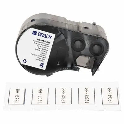 BRADY Sleeve Label: 1 in x 21/32 in, Polyolefin, White (Matte) - Brady Precut Sleeve Label Roll Cartridges