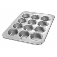 CHICAGO METALLIC Large Muffin Pan: Aluminized Steel, 12 Slots, 12 7/8 in Overall Wd, 26 ga Gauge (MPN 43645)