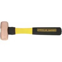 Copper Mallet: Fiberglass Handle, Textured Grip, 1 1/2 lb Head Wt, 1 1/4 in Dia, 3 1/4 in Head Lg (MPN AM15CUFG)