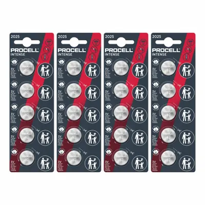 DURACELL PROCELL Coin Cell Battery: 2025 Battery Size, Lithium, 165 mAh Capacity, 3V DC - Disposable Coin & Button Batteries