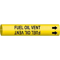 Pipe Marker: Fuel Oil Vent, Yellow, Black, Fits 2 1/2 to 3 7/8 in Pipe O.D., 1 Pipe Markers (MPN 4066-C)