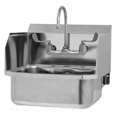 SANI-LAV Hand Wash Sink Kit: 1 Stations, 7 in Bowl Dp, 17 in Bowl Lg, 14 in Bowl Wd - One-Station Wall-Mounted Hand Sinks with Faucets