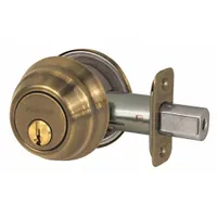 MASTER LOCK Deadbolt Lock: Cylindrical, 1 3/8 in Door Thick - Max, Brass (MPN DSH0605KA4S)
