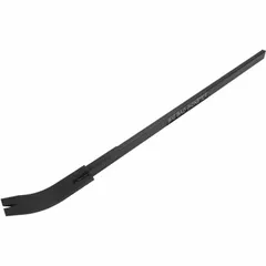 Wrecking bar with a 56-inch overall length, 1-inch bar width, and 3-inch end width. Features one nail slot and a claw end for prying and nail pulling. Suitable for heavy demolition and construction tasks requiring leverage.