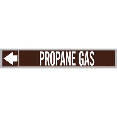 BRADY Pipe Marker: Propane Gas, Brown, White, Fits 2 1/2 to 6 in Pipe O.D., 25 Pipe Markers - Propane Gas Adhesive Pipe Markers on a Roll