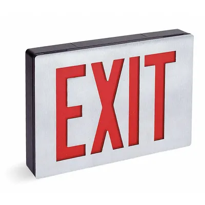 LITHONIA LIGHTING Exit Sign: LED, Black, Red, 2 Faces, Ceiling, Not Battery Powered - Aluminum Lighted Exit Signs