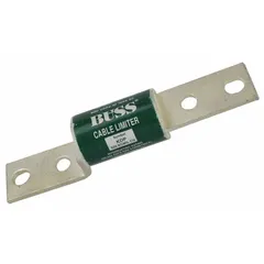 Bolt-to-bolt limiter fuse for 500 kcmil copper and aluminum conductors. Rated 600 V AC with Center Bolt-to-Offset Bolt connection. Used in industrial power distribution and feeder circuits to limit fault current.