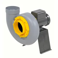 This corrosion-resistant direct-drive blower from PLASTEC features a totally enclosed motor, 1/3 hp, 230/460V AC, 3-phase power, and CCW rotation. It includes a drive pack and is suitable for industrial ventilation, fume extraction, and material handling in corrosive environments.