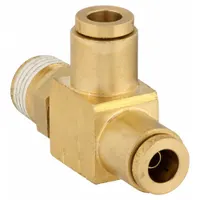 Push-Fit Tee Fitting: 1/4 in OD x 1/4 in OD x 1/8 in Pipe Fitting Size, Brass, Adapter (MPN 1871X4S)