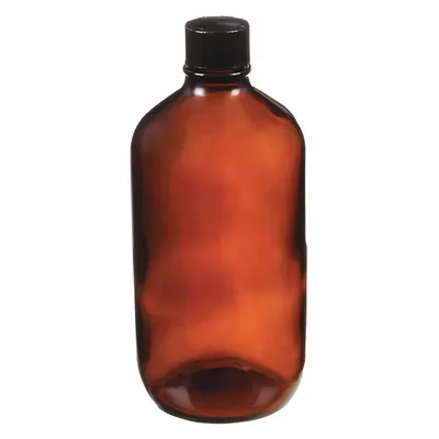 QORPAK Sampling Bottle: 1 L, Amber, 33-430, Phenolic, 12, Polyethylene/PTFE - Safety Coated Narrow Mouth Round Glass Lab Bottles