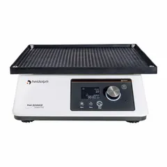 Orbital shaker with speed range from 1 RPM to 530 RPM and maximum load capacity of 15 kg. Includes flat rubber mat and power cord. Features integrated RS 232 interface for data communication. Suitable for mixing, blending, and agitating samples in laboratory and industrial processes requiring consistent orbital motion.