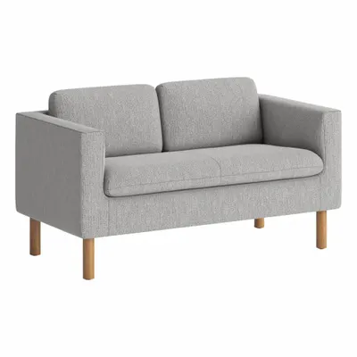 HON Loveseat: Gray, Oak, Fabric, Wood, 43 in Seat Wd, 18 in Seat Dp - Loveseats