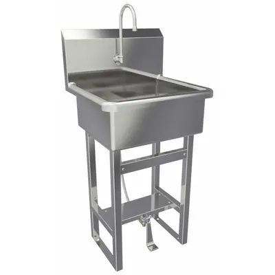 SANI-LAV Hand Sink: 46 1/2 in Overall Ht, 20 in Bowl Lg, 9 in Bowl Dp, 2 gpm Flow Rate - One-Station Freestanding Hand Sinks with Faucets