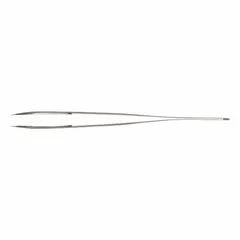 Stainless steel tweezers with a curved point tip and 0.41 mm tip thickness. Smooth surface finish. Standard type for precision handling of small components in electronics assembly, laboratory work, and industrial manufacturing.