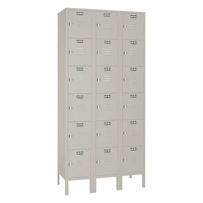 LYON 6-Tier 3-Wide Louvered Locker with Padlock Hasp, Medium Gray (7GC53323SU) - Louvered Metal Box Lockers