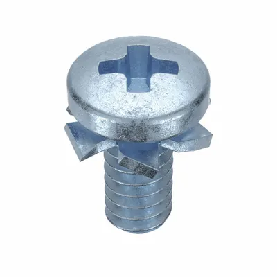 SEMS Screw: External Tooth, #6-32 Thread Size, 3/16 in Lg, Steel, Zinc-Plated - Machine Screws with External Tooth Lock Washers