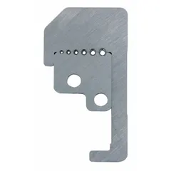 Steel replacement blade set for wire strippers. Overall length 25/32 in. Designed for use with models 10F601, 55-1987, and 55-1987-1. Used to restore cutting performance in wire stripping tasks for electrical and maintenance work.