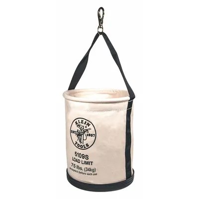 KLEIN TOOLS Bucket Bag: 15 in H, Off-White, Canvas, 0 Pockets - Canvas Bucket Bags