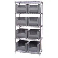 QUANTUM STORAGE SYSTEMS Bin Shelving: 42 in x 18 in x 74 in, 1 Sided, 8 Bins, Open, Blue, 5 Shelves (MPN WR5-700BL)