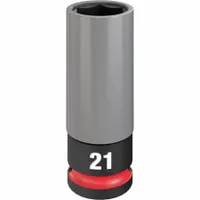 MILWAUKEE Lug Nut Wheel Socket: 1/2 in Drive Size, Metric, 21 mm Socket Size, 6-Point, Deep, Socket (MPN 49-66-7806)