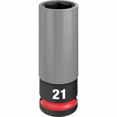 MILWAUKEE Lug Nut Wheel Socket: 1/2 in Drive Size, Metric, 21 mm Socket Size, 6-Point - Non-Marring Drive Sockets