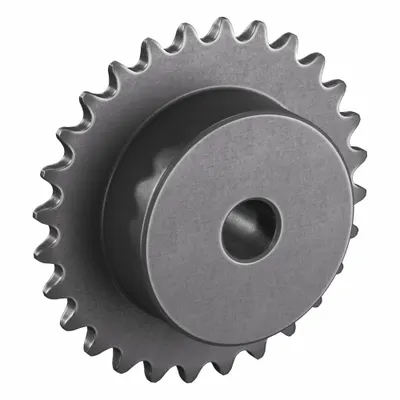 TSUBAKI Sprocket: One-Sided Hub, For Single Strands, 25, 28 Teeth, 2.233 in Pitch Dia - Size 25 Plain-Bore Roller Chain Sprockets