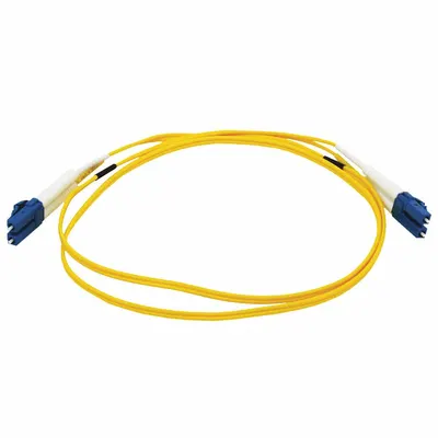 MONOPRICE Fiber Optic Patch Cord: Single Mode, 1 m Lg, LC End 1, LC End 2, Yellow - Single-Mode Fiber Optic Patch Cords