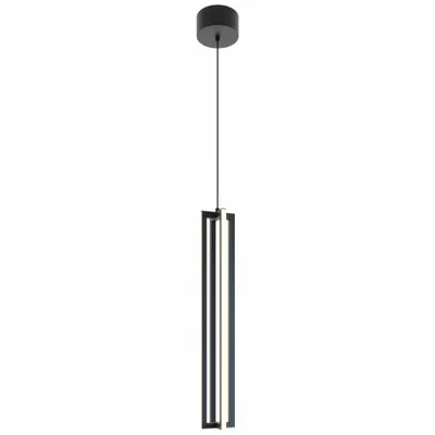 AFX INC. LEDPendant: 4 in Dia, 24 in Ht, Black, 2,400 lm, 3000K, 25 W, 120V AC - Cass Pendant Lights