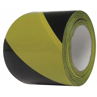 CONDOR Floor Marking Tape: Gen Purpose, Striped, Black/Yellow, 3 in x 108 ft - General Purpose Floor Marking Tape