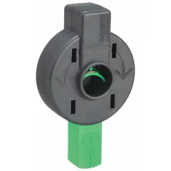 Open door shaft operator accessory for PowerPact B circuit breakers. Enables manual operation of the breaker while the enclosure door remains closed. Suitable for industrial electrical panels requiring remote switching without direct contact with live components.
