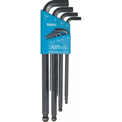 EKLIND Hex Key Set: 6 - 10 Pieces, Stubby-Ball-Hex-L Long, L, Metric, Single Ball End - L-Shaped Hex Key Sets