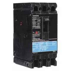 Siemens ED43B070 is a 70 amp molded case circuit breaker from the ED4 series. It has a fixed instantaneous trip, ABC phase connection, and load-side lug terminals. With a maximum AIR rating of 18kA at 480V AC, it provides overcurrent protection in industrial power distribution panels, motor control centers, and branch circuits.