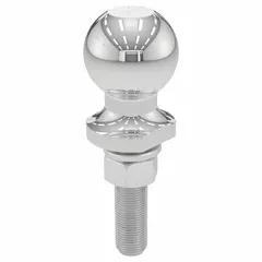 This CURT trailer ball is made of chrome-plated steel with a 2-inch diameter and a gross vehicle weight capacity of 3,500 lb. It is used for towing trailers, boats, and equipment that have a compatible 2-inch coupler. The chrome finish provides corrosion resistance for outdoor use.
