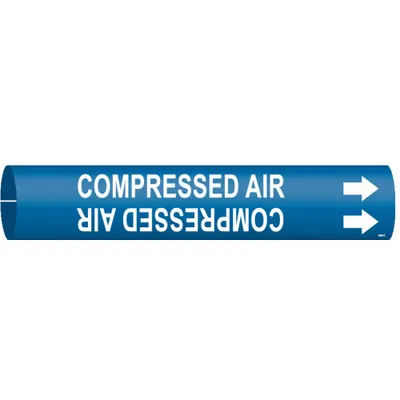 BRADY Pipe Marker: Compressed Air, Blue, White, Fits 2 1/2 to 3 7/8 in Pipe O.D. - Compressed Air Snap-On Pipe Markers