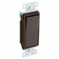 BRYANT Wall Switch: Rocker Switch, Single Pole, Maintained, Brown, 120V AC, 15 A (MPN RSD115)