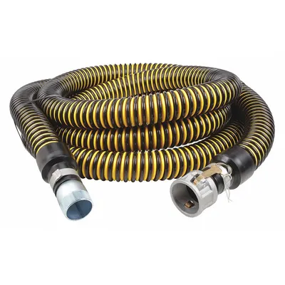 OEM Water Suction Hose: 1 1/2 in Hose Inside Dia., 26 psi, Black/Yellow, 20 ft Hose Lg - Polyethylene Water Suction & Discharge Hose Assemblies with Polyethylene Double Helix Reinforcement