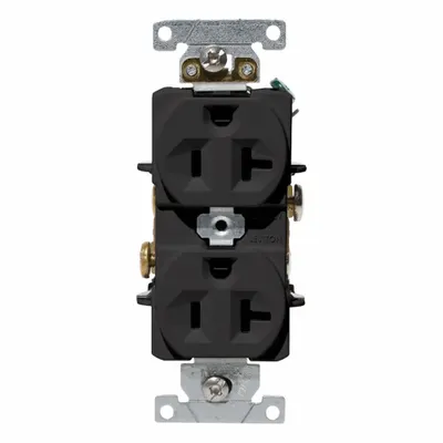 LEVITON Duplex Receptacle/Oultet, 20 Amp: Duplex, 5-20, Black, 125V AC, 20 A - General Purpose Receptacles
