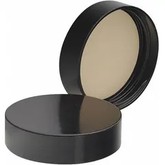 Black phenolic screw cap with rubber liner, designed for 43-400 mm threaded containers. Autoclavable for repeated sterilization. Commonly used to seal laboratory bottles and containers for media storage, chemical handling, and sample transport.